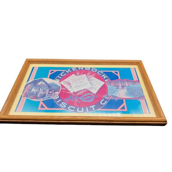 Antique Paper Label Knickerbocker Biscuits Framed w Glass Country Cottage 12 x 7 - Picture 3 of 7